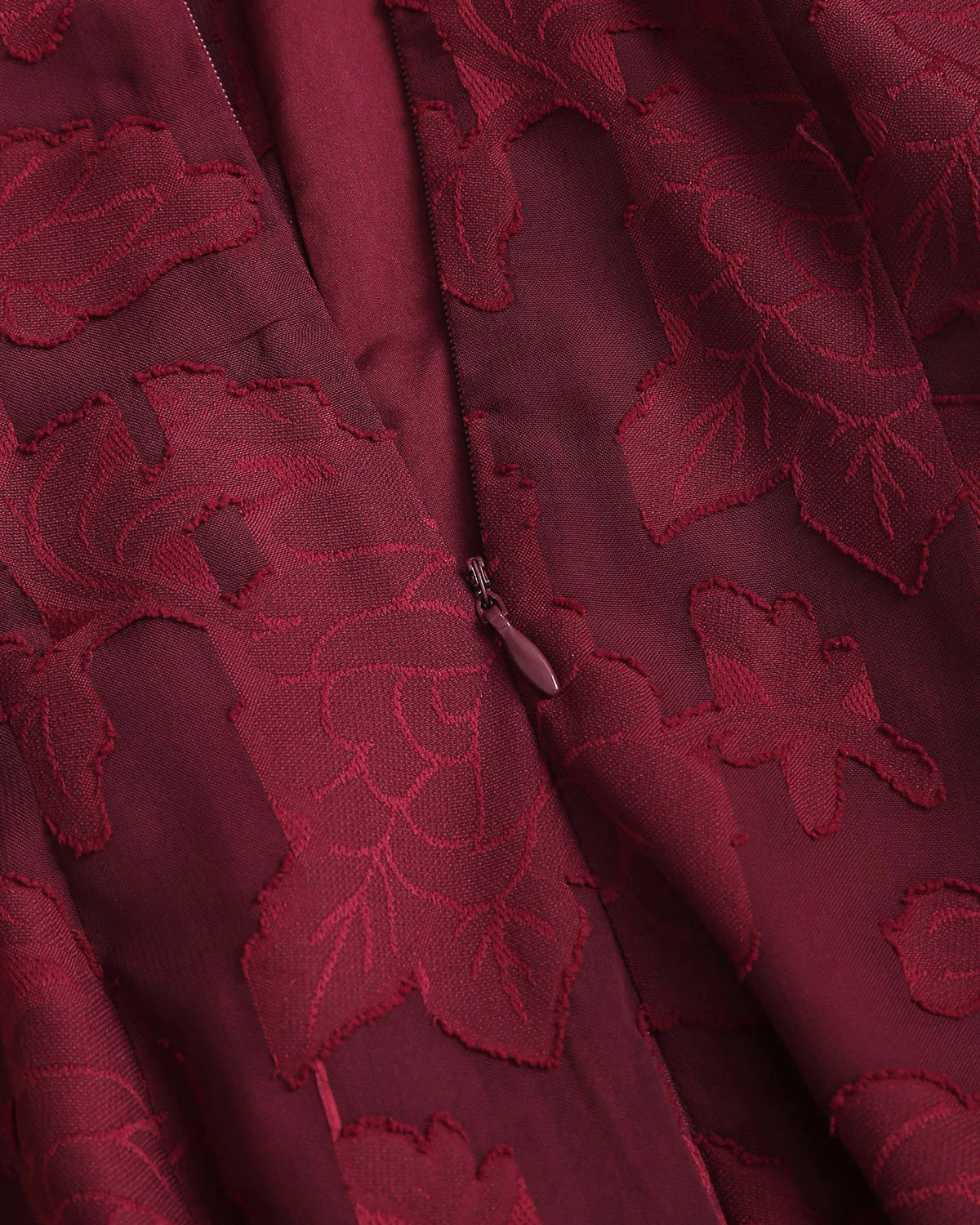Red Jacquard Boat Neck A-Line Mini Dress - Image 8