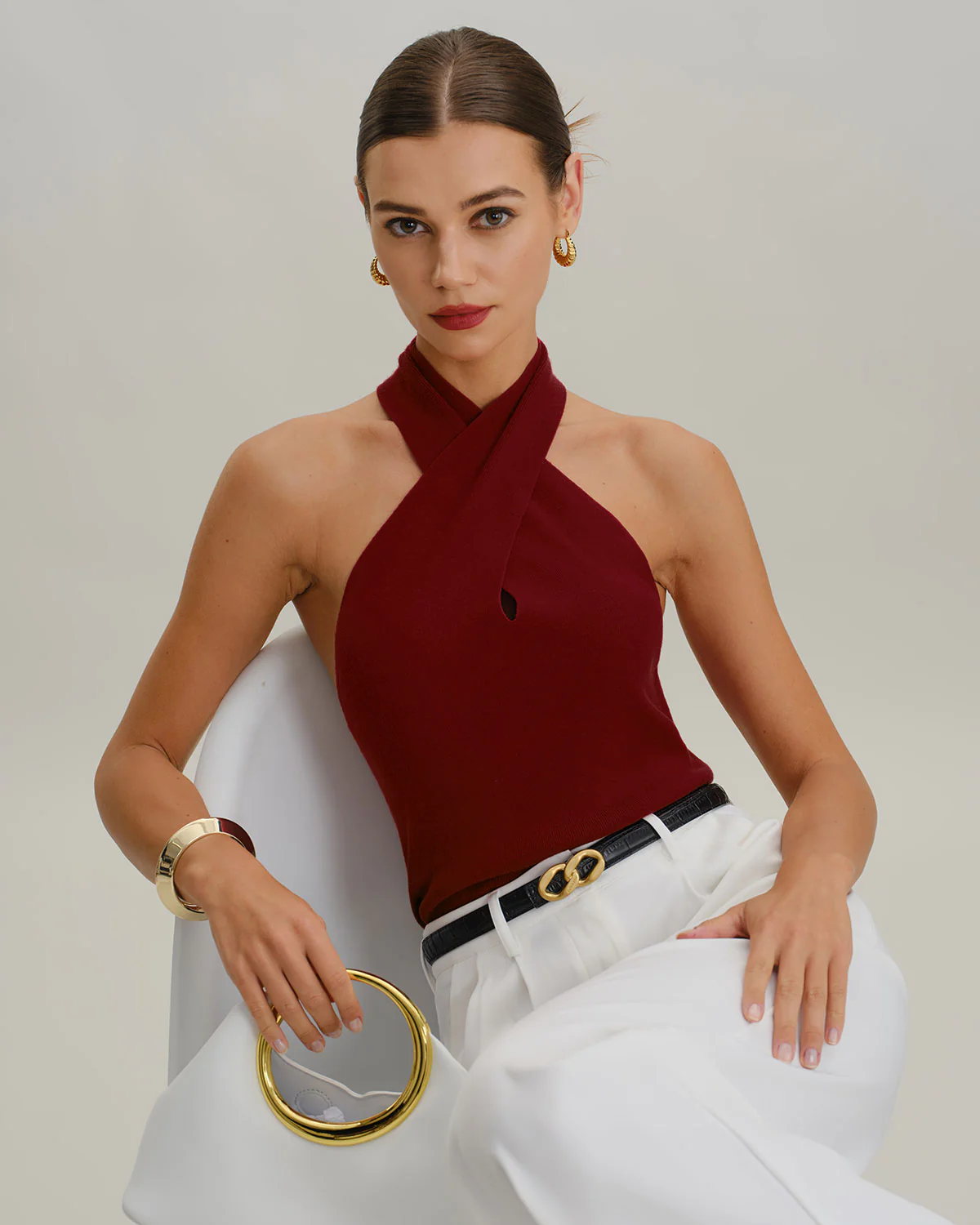 Red Knit Halter Vest - Image 2