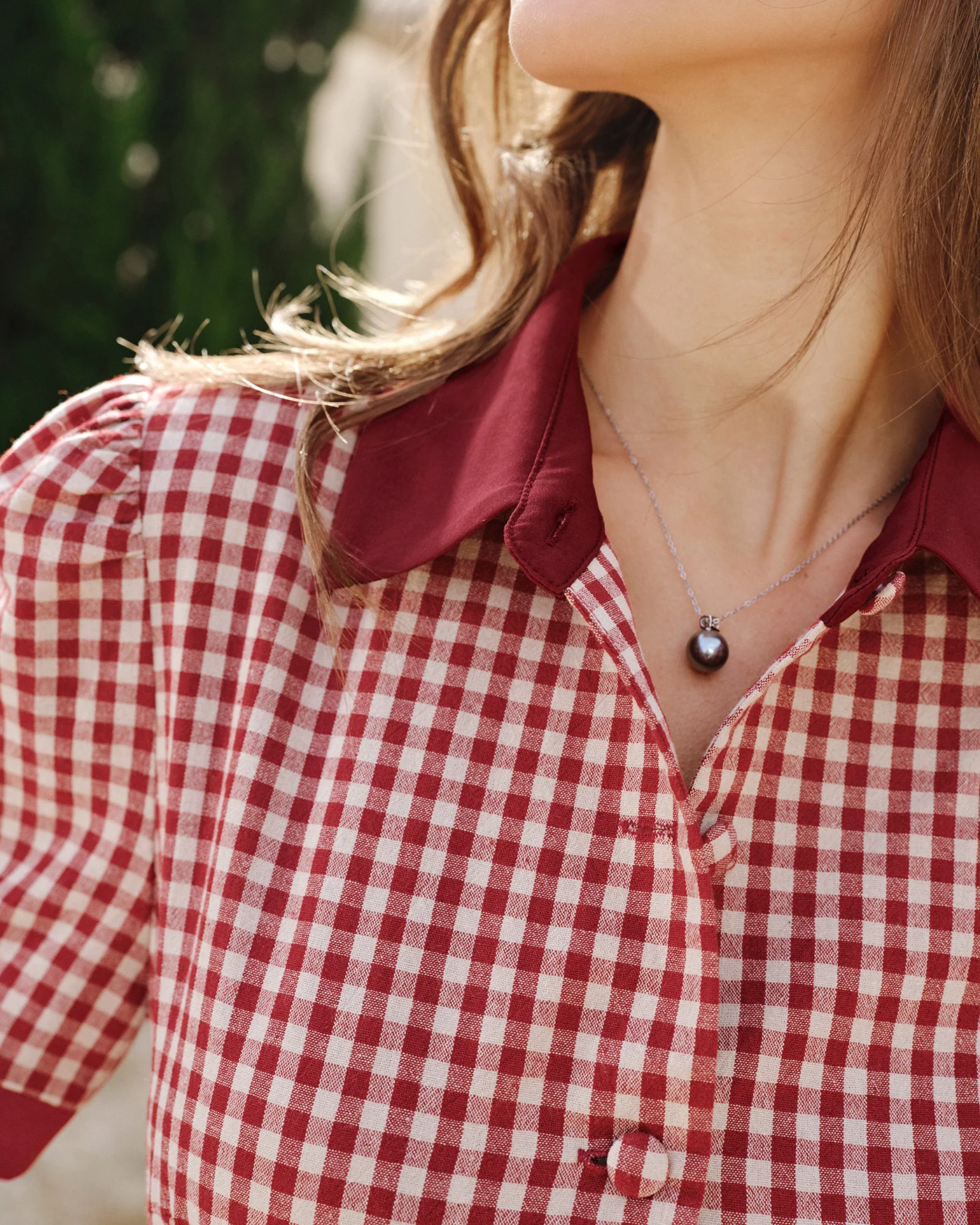 Red Plaid Button Midi Dress - Image 3