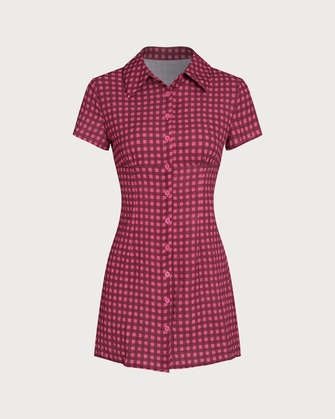 Red Plaid Collar Mini Dress