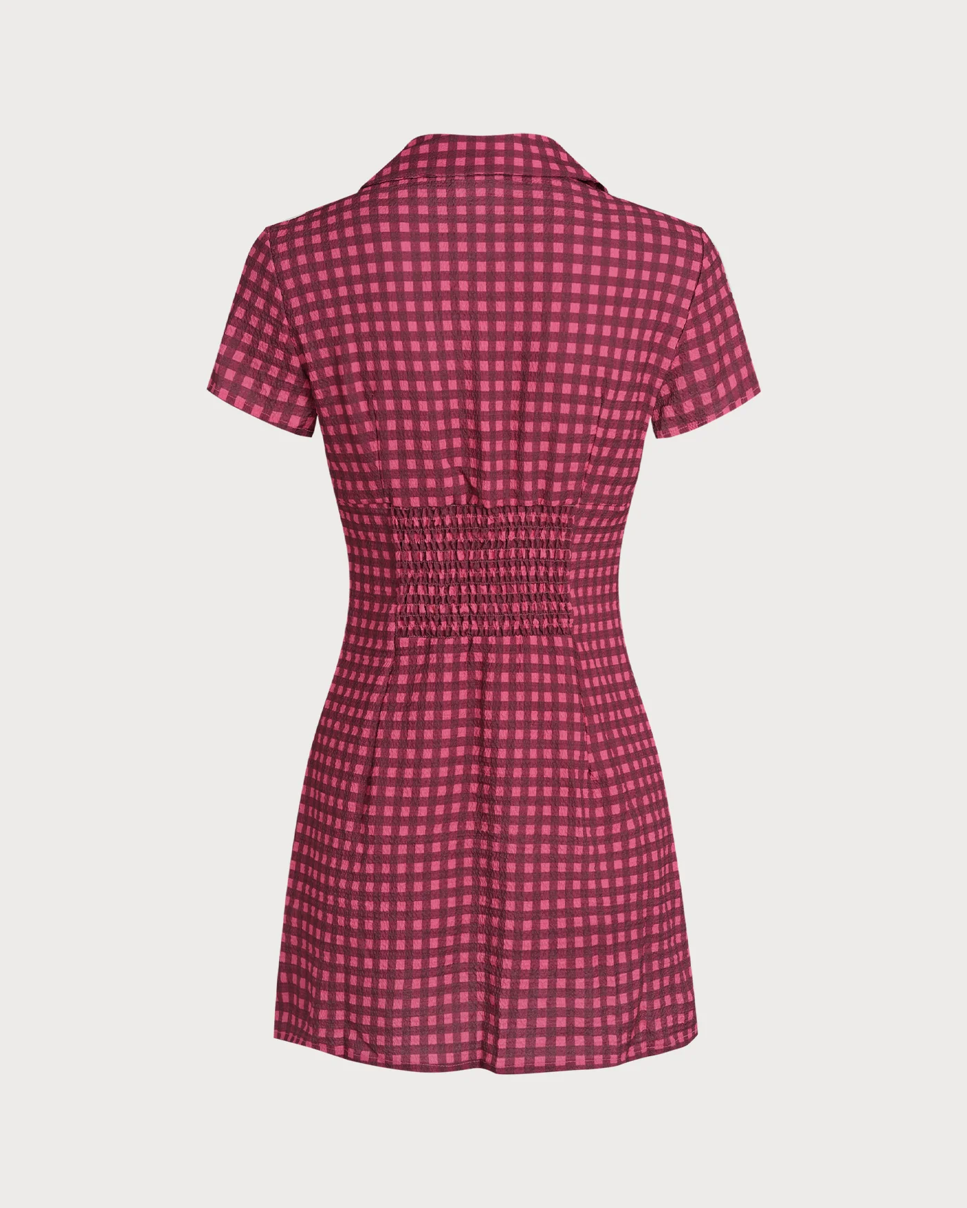 Red Plaid Collar Mini Dress - Image 2