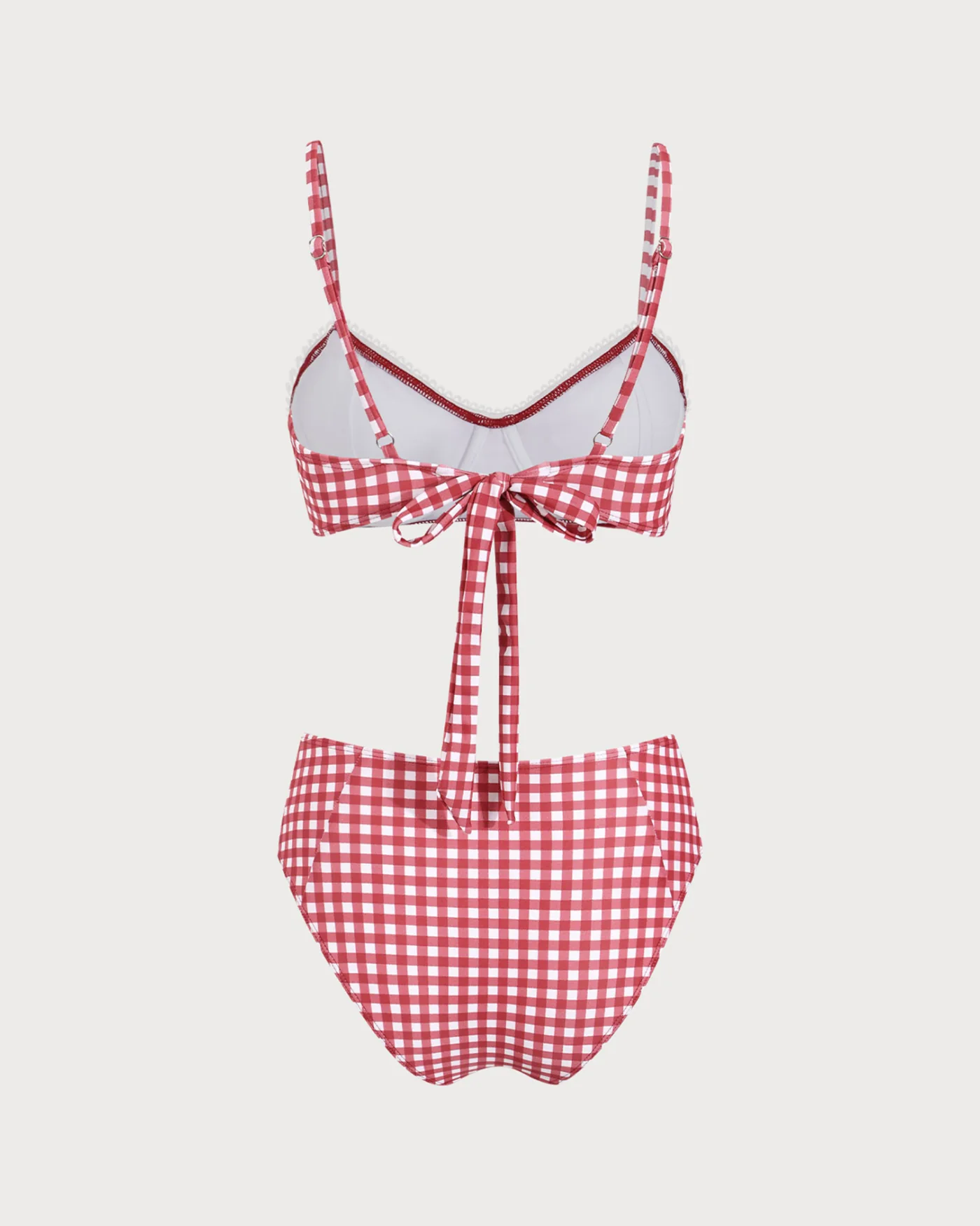 Red Plaid Knot Bikini Set - Image 7