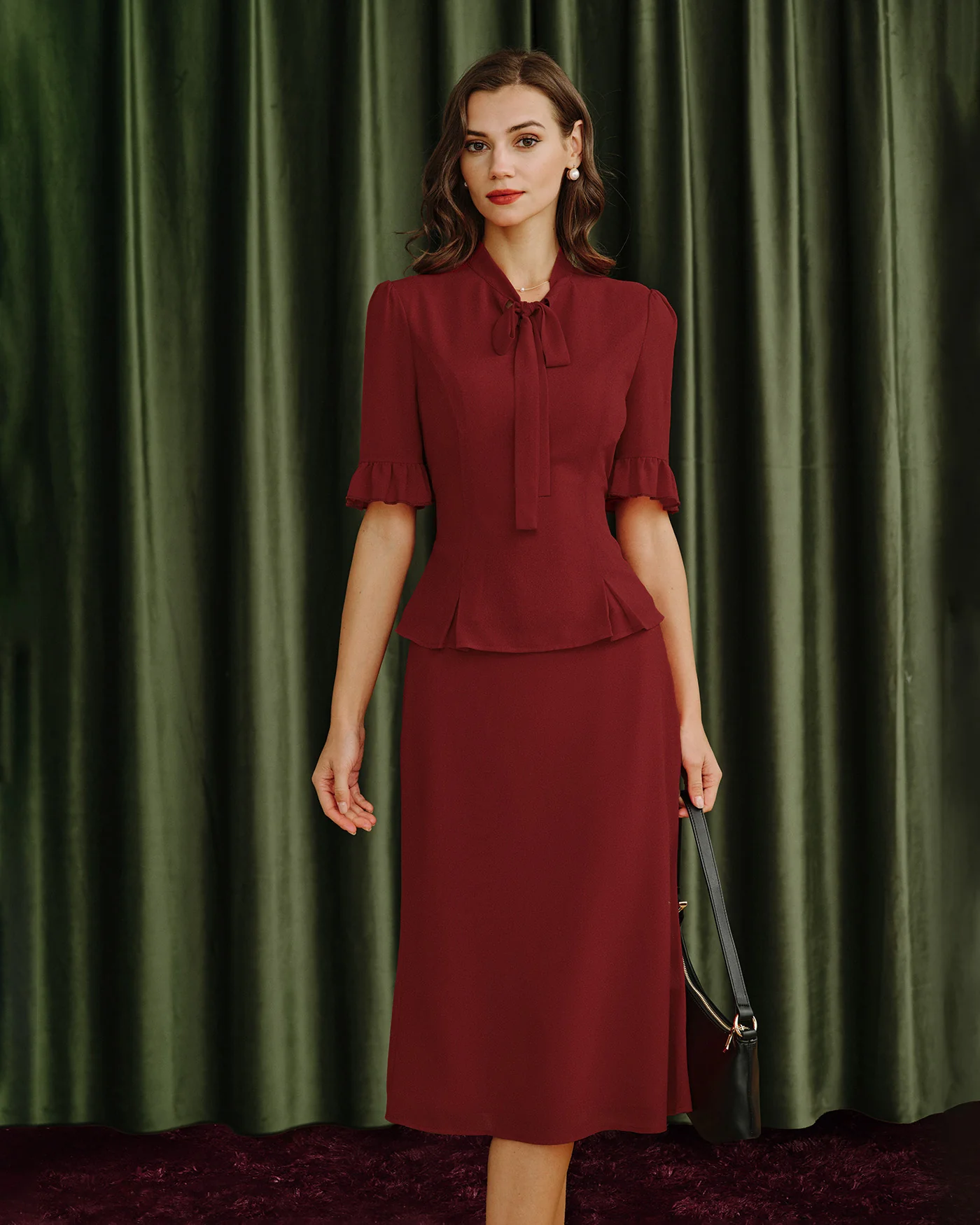 Red Puffed Sleeve Blouse - Image 3