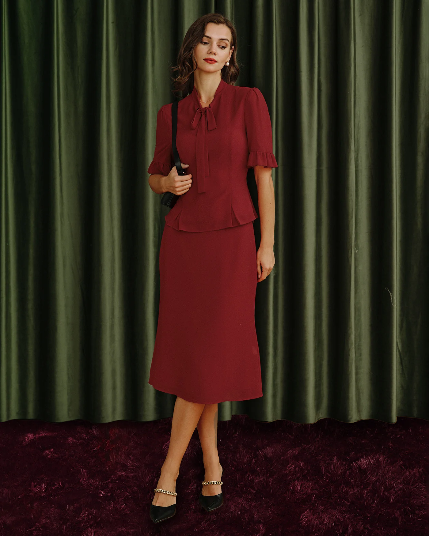 Red Puffed Sleeve Blouse - Image 4
