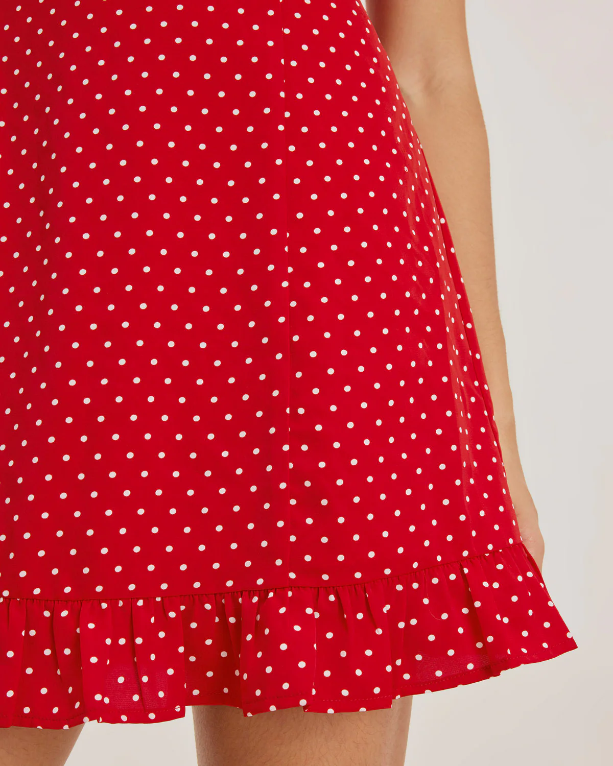 Red Sweetheart Neck Ruffle Slip Mini Dress - Image 2