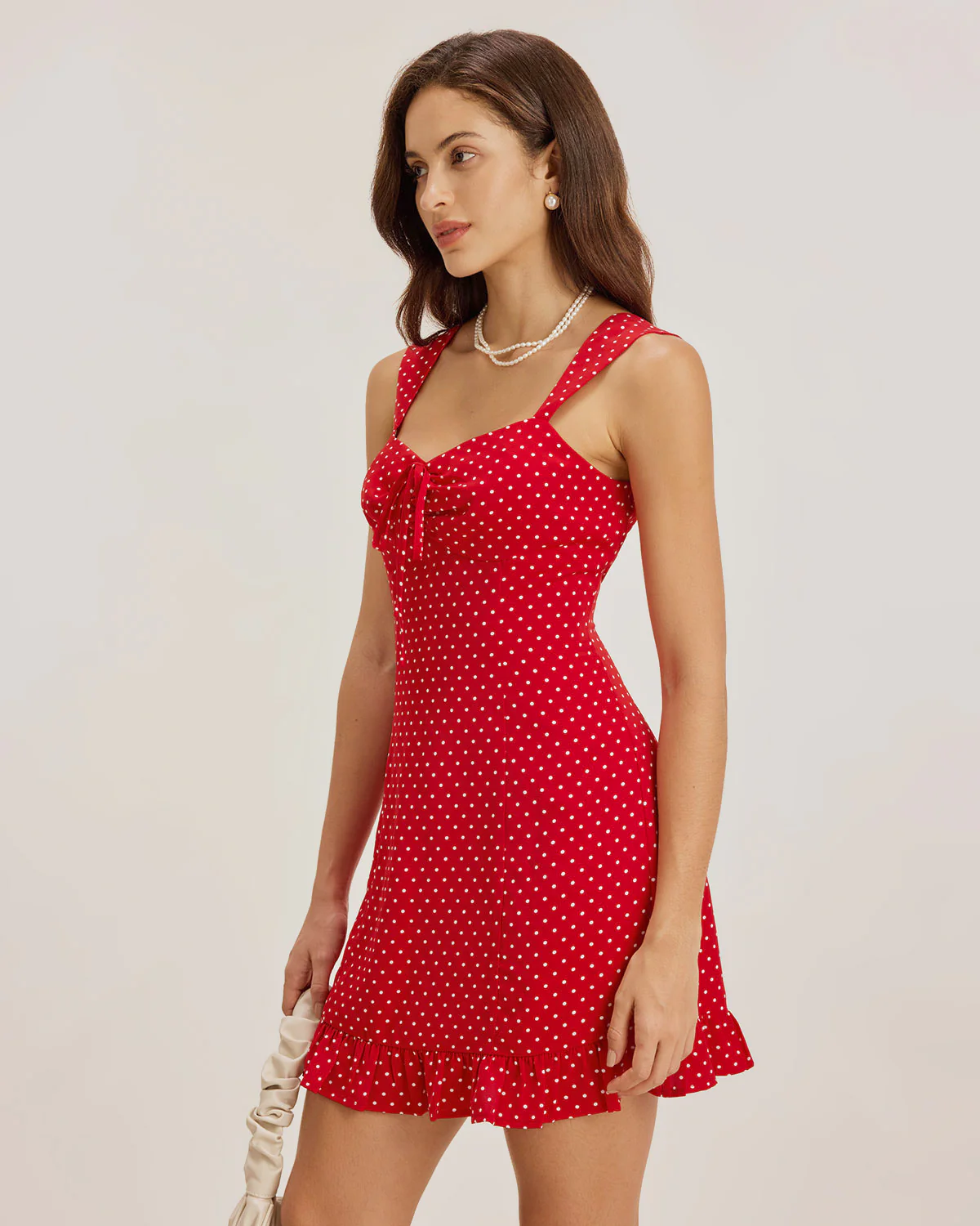 Red Sweetheart Neck Ruffle Slip Mini Dress - Image 4