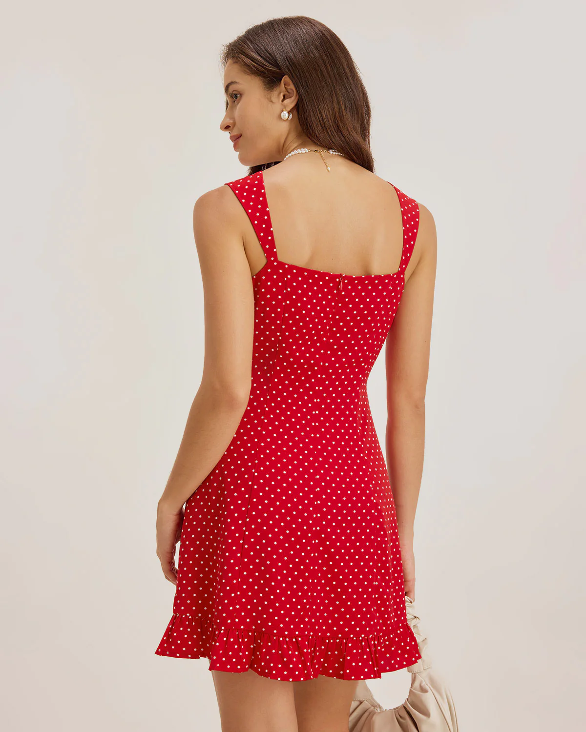 Red Sweetheart Neck Ruffle Slip Mini Dress - Image 5