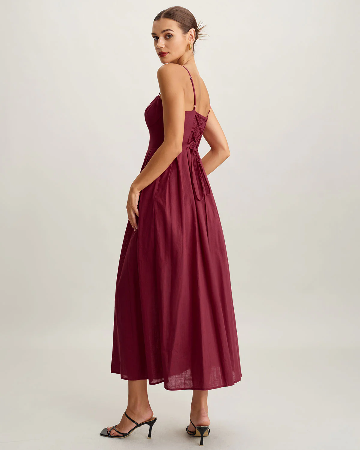 Red Sweetheart Neck Sleeveless Slip Maxi Dress - Image 4