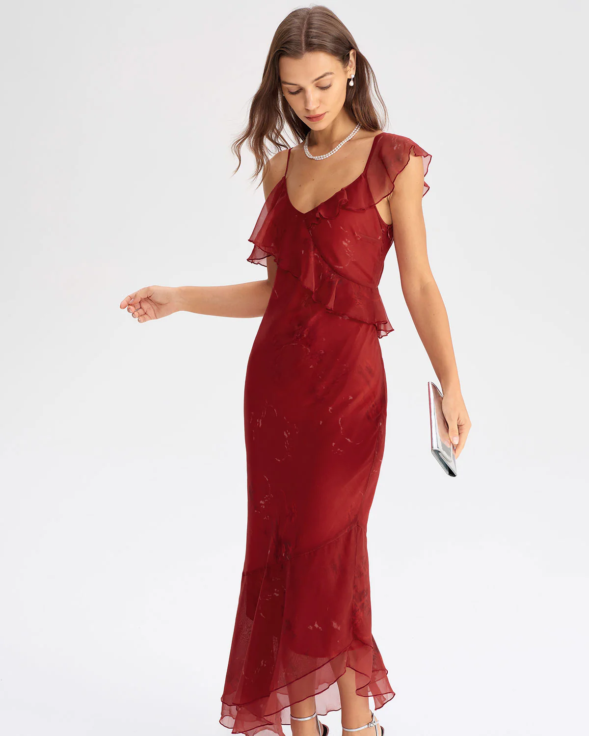 Red Tie Dye Mermaid Slip Maxi Dress - Image 4