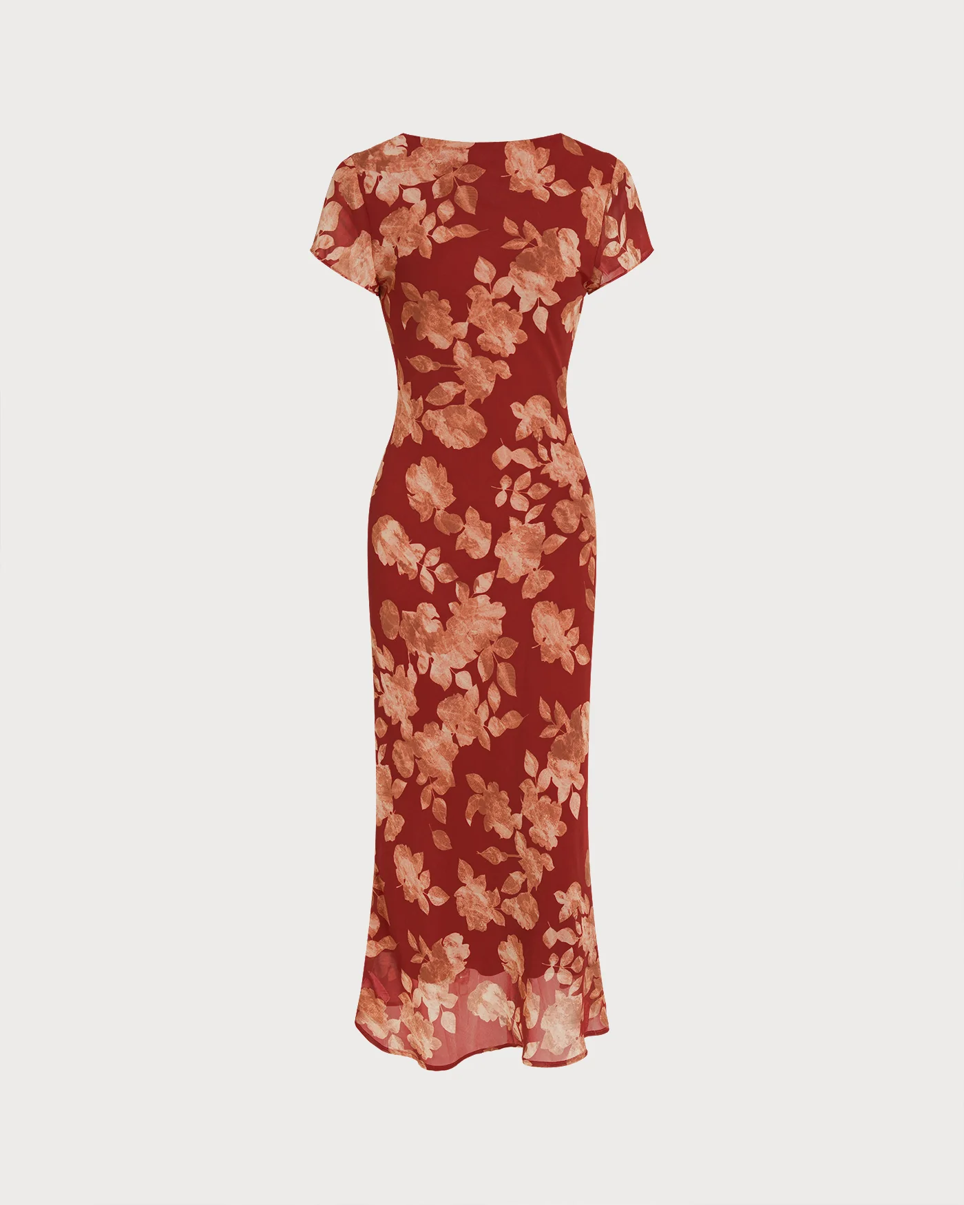 Red V Neck Floral Tunic Maxi Dress - Image 5