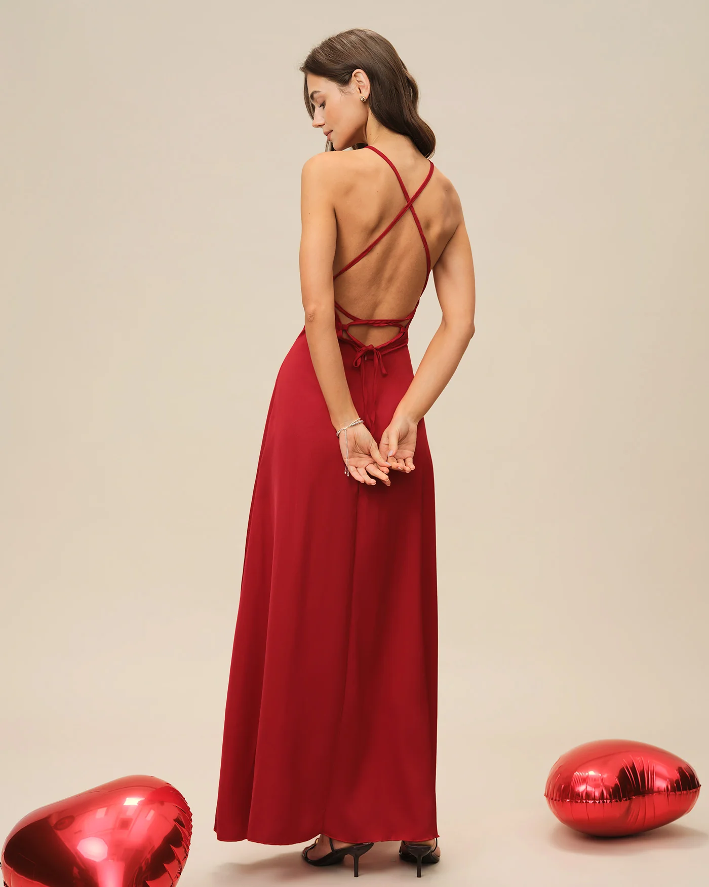 Red X Cross Slip Maxi Dress - Image 3