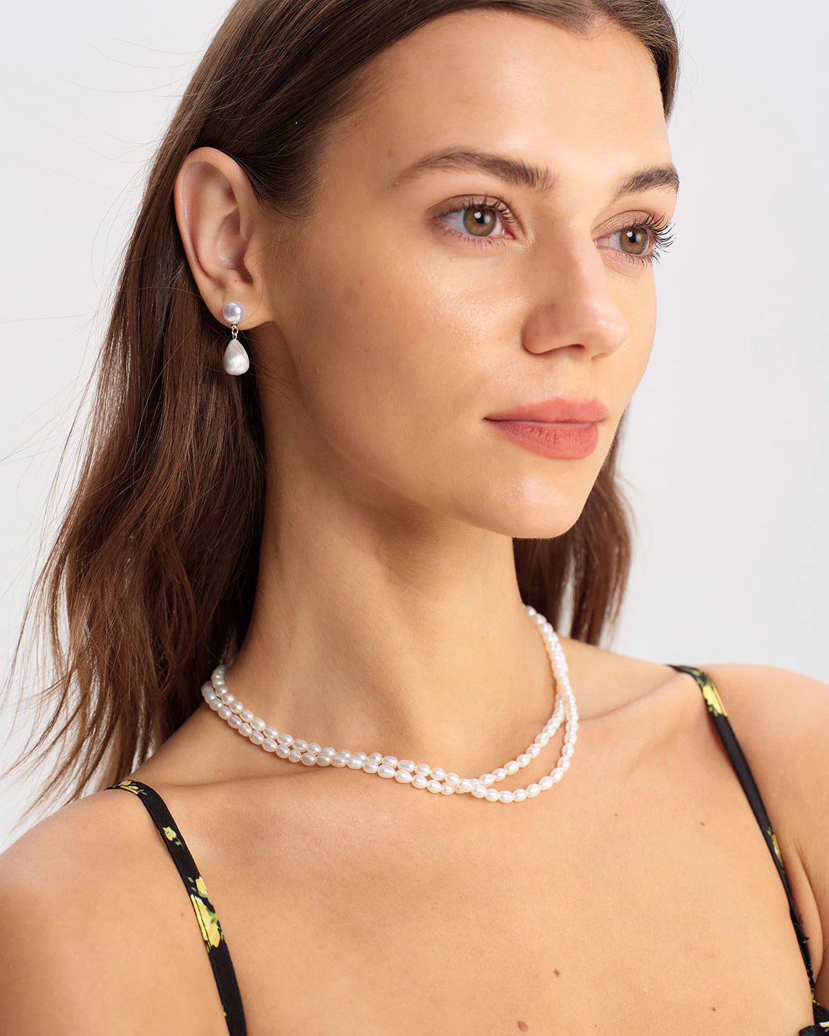 Silver Pearl Metal Earrings