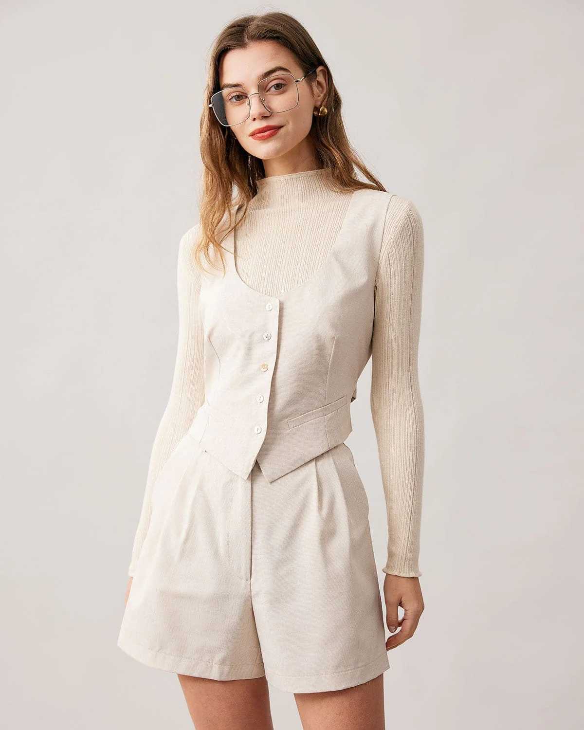 The Apricot Round Neck Button Up Waistcoat - Image 4
