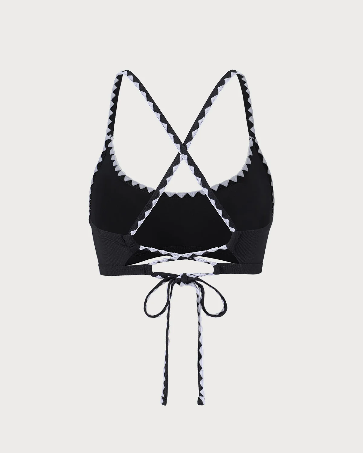 The Black Contrast Ribbed Bikini Top - Image 3