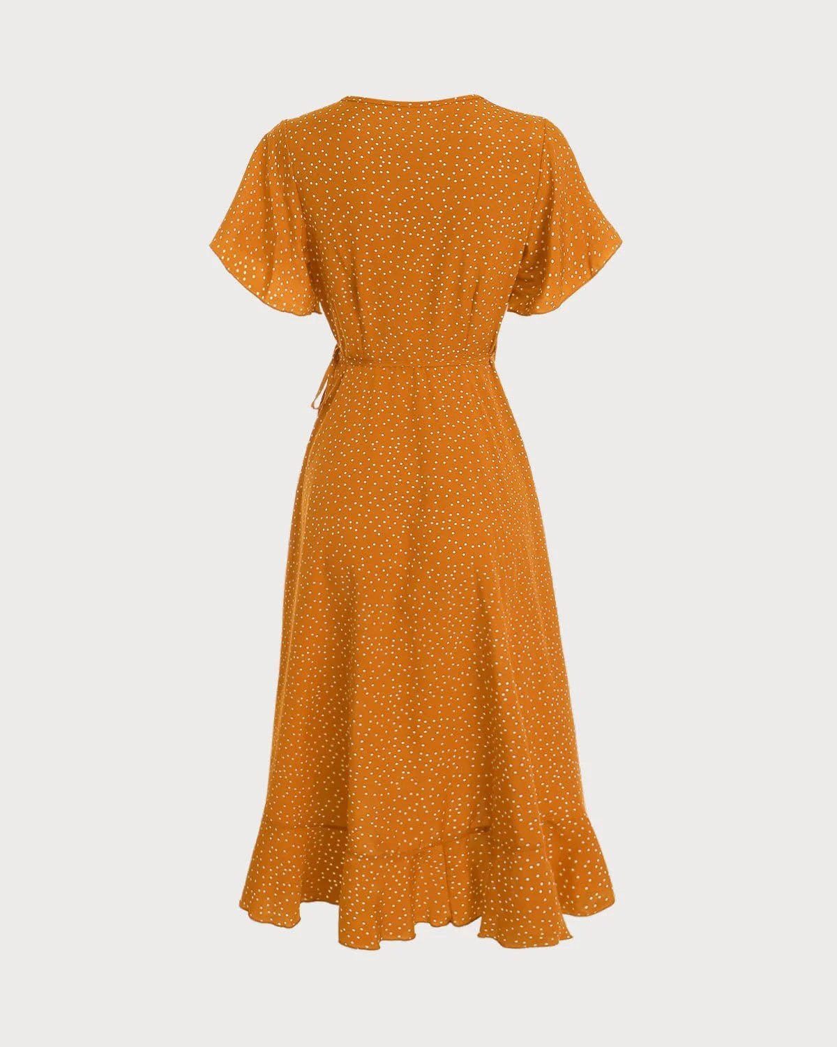 The Yellow Polka Dot Ruffle Wrap Dress - Image 3