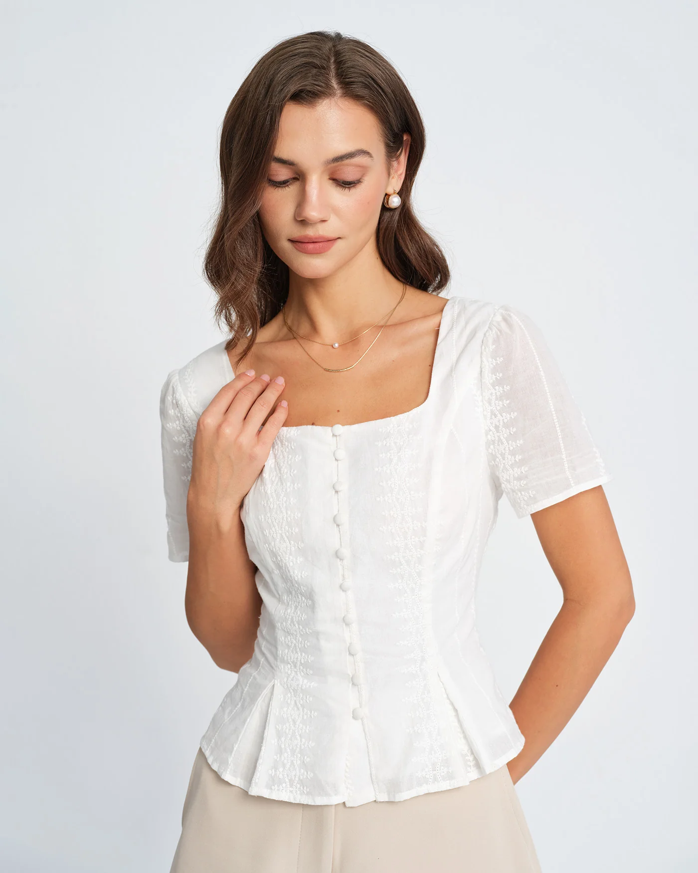 White Floral Textured Blouse