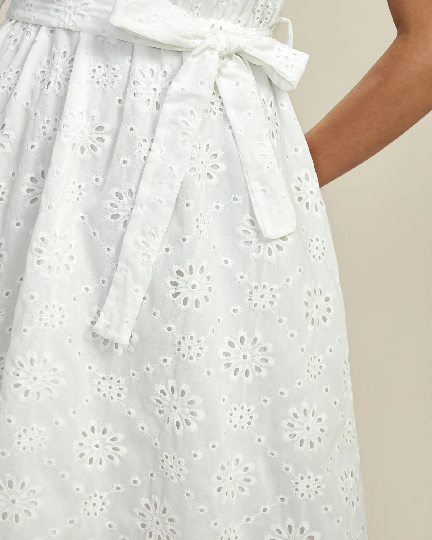 White Floral Textured Midi Dress - Image 2