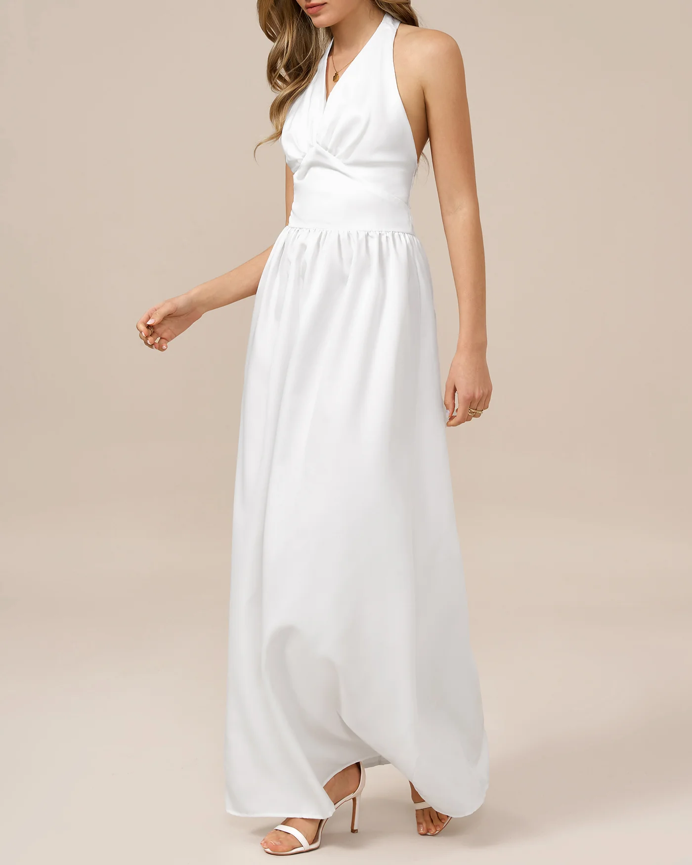 White Halter Tunic Maxi Dress - Image 6