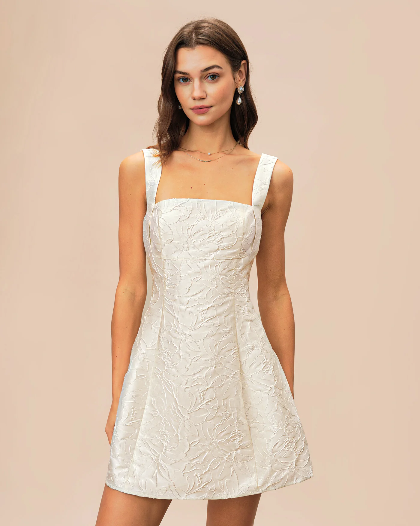 White Jacquard Mini Dress
