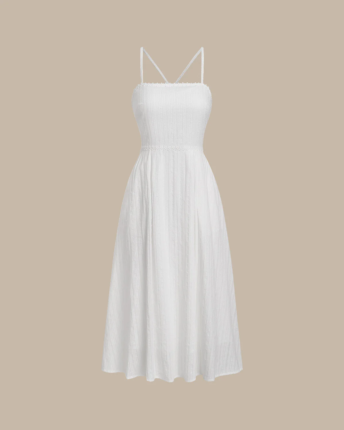 White Pocket A-Line Slip Midi Dress - Image 6