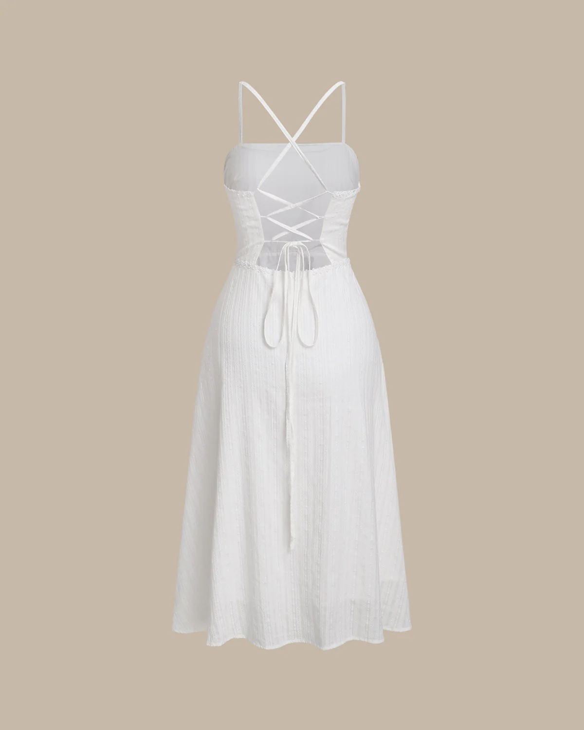 White Pocket A-Line Slip Midi Dress - Image 7