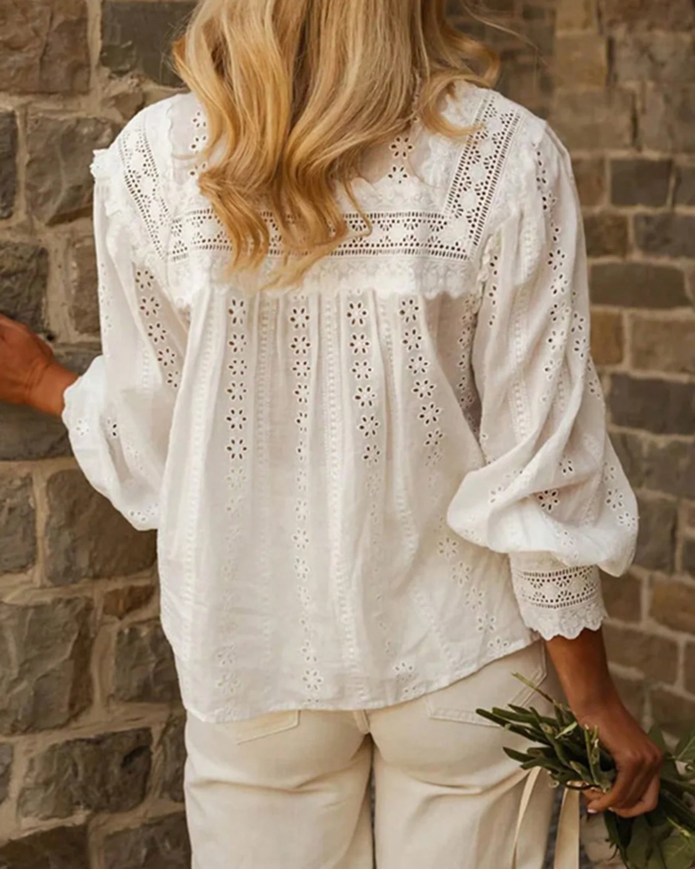White Ruffled Textured Shirt - Image 3