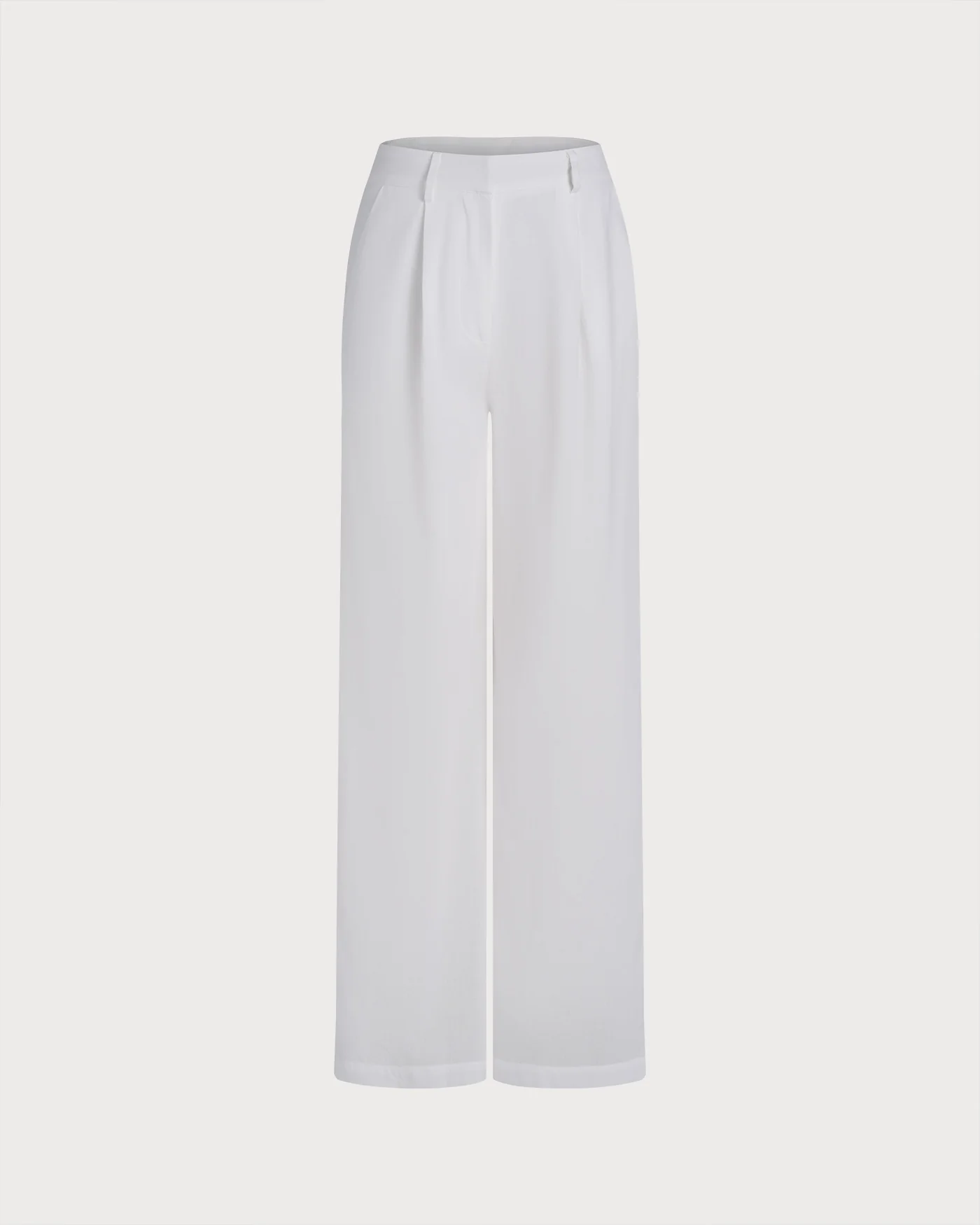 White Solid Casual Pants