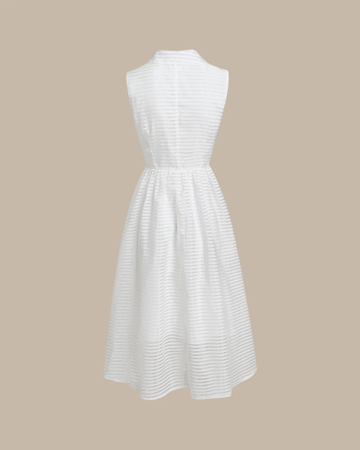 White Striped Sleeveless Midi Dress - Image 7