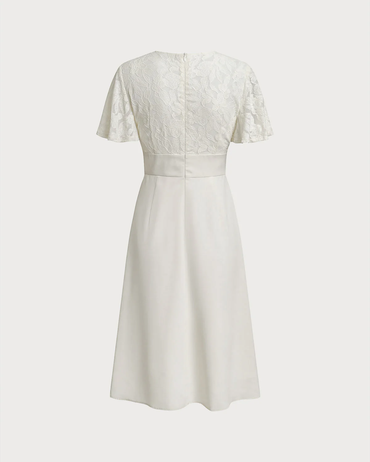 White Textured V-Neck Midi Dress - Image 5