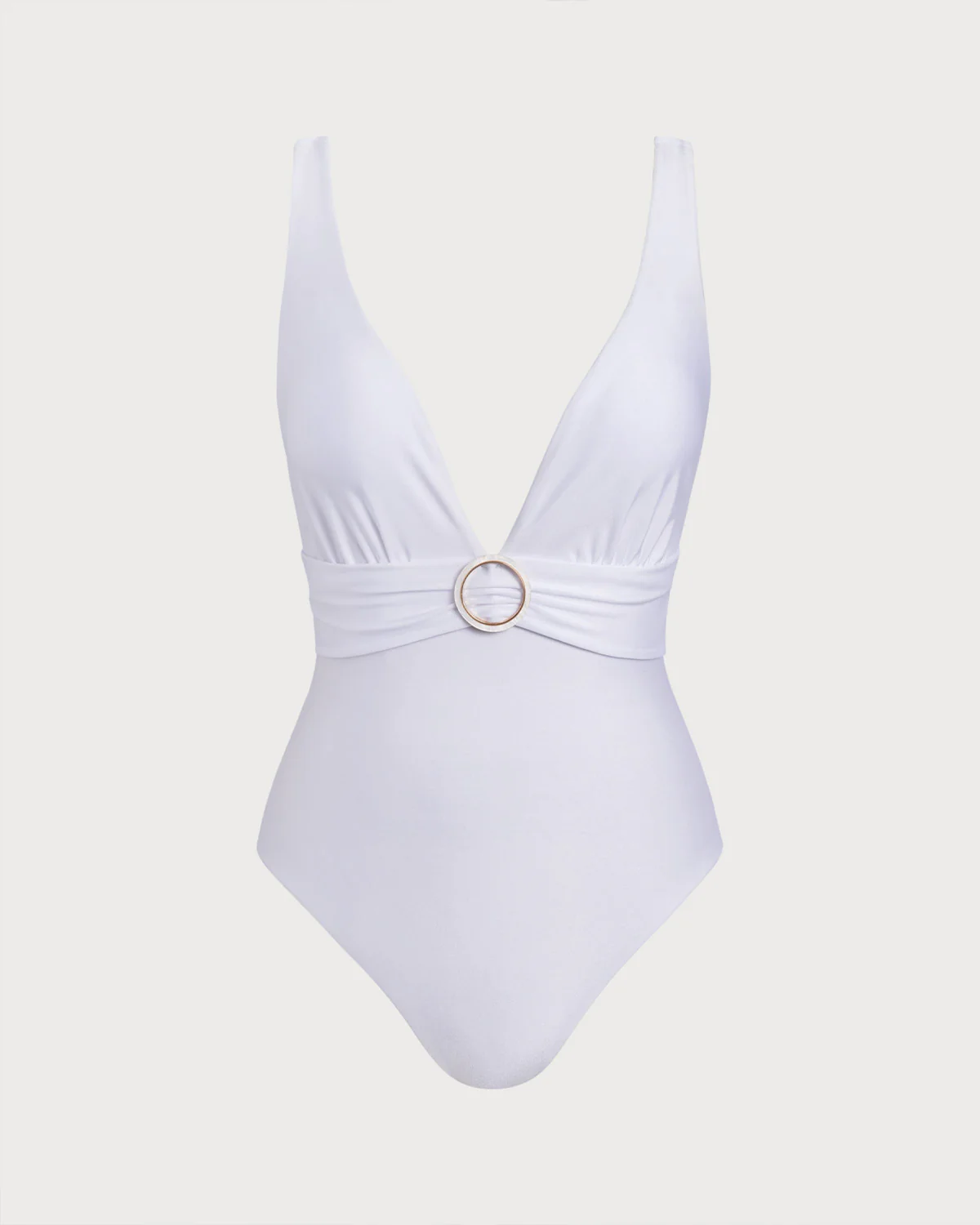 White V Neck One Piece Swimwear - Image 3