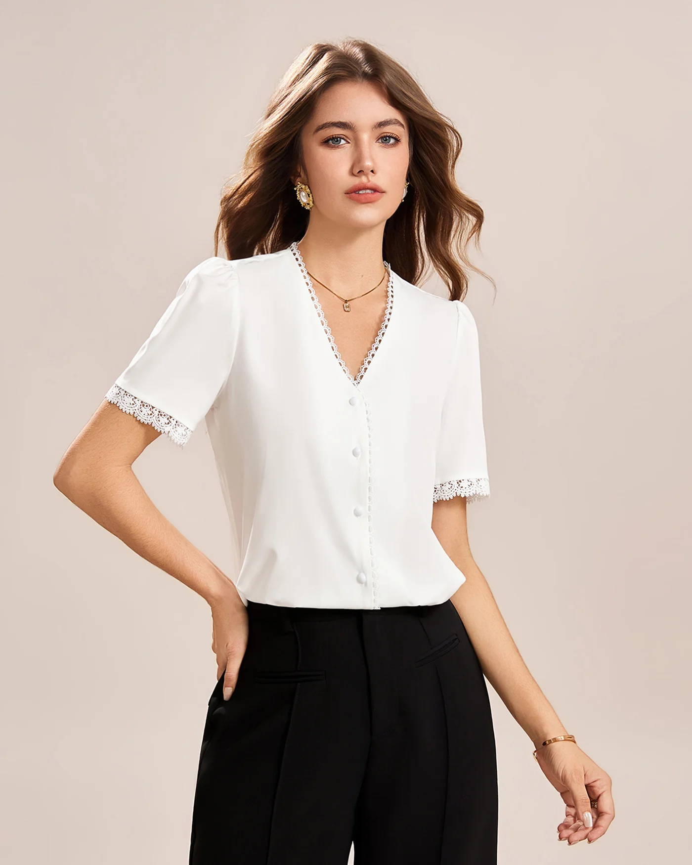 White V Neck Tee