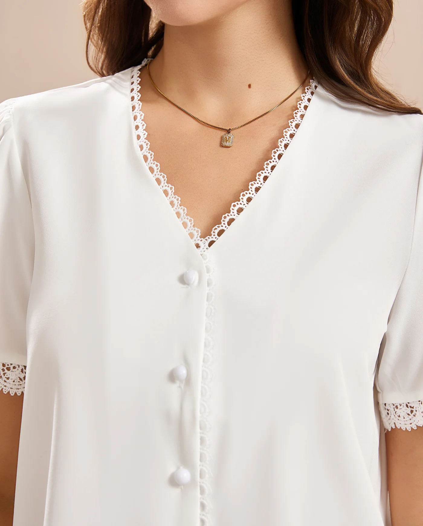 White V Neck Tee - Image 2