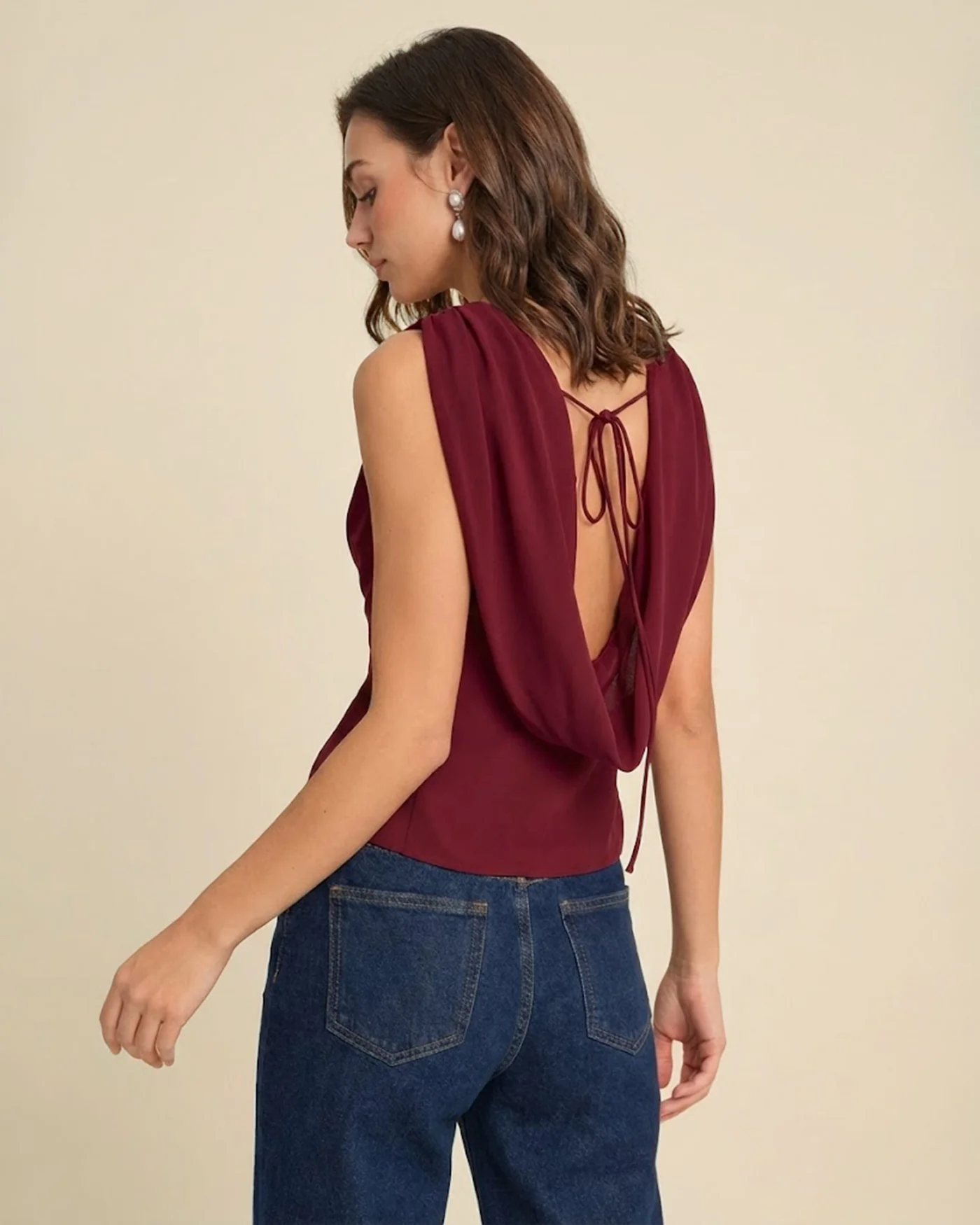 Wine Red Boat Neck Tank Top - Image 2