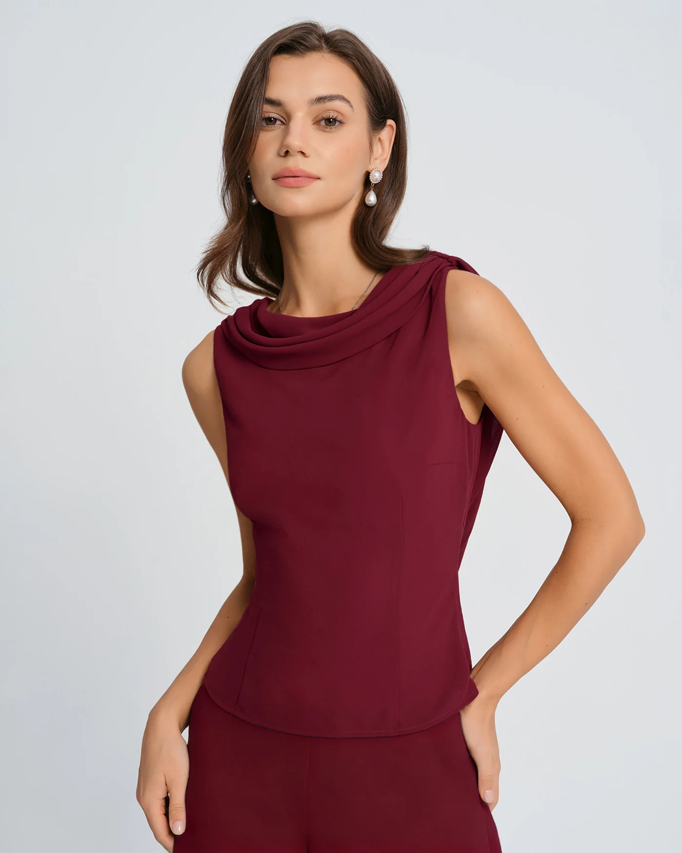 Wine Red Boat Neck Tank Top - Image 3