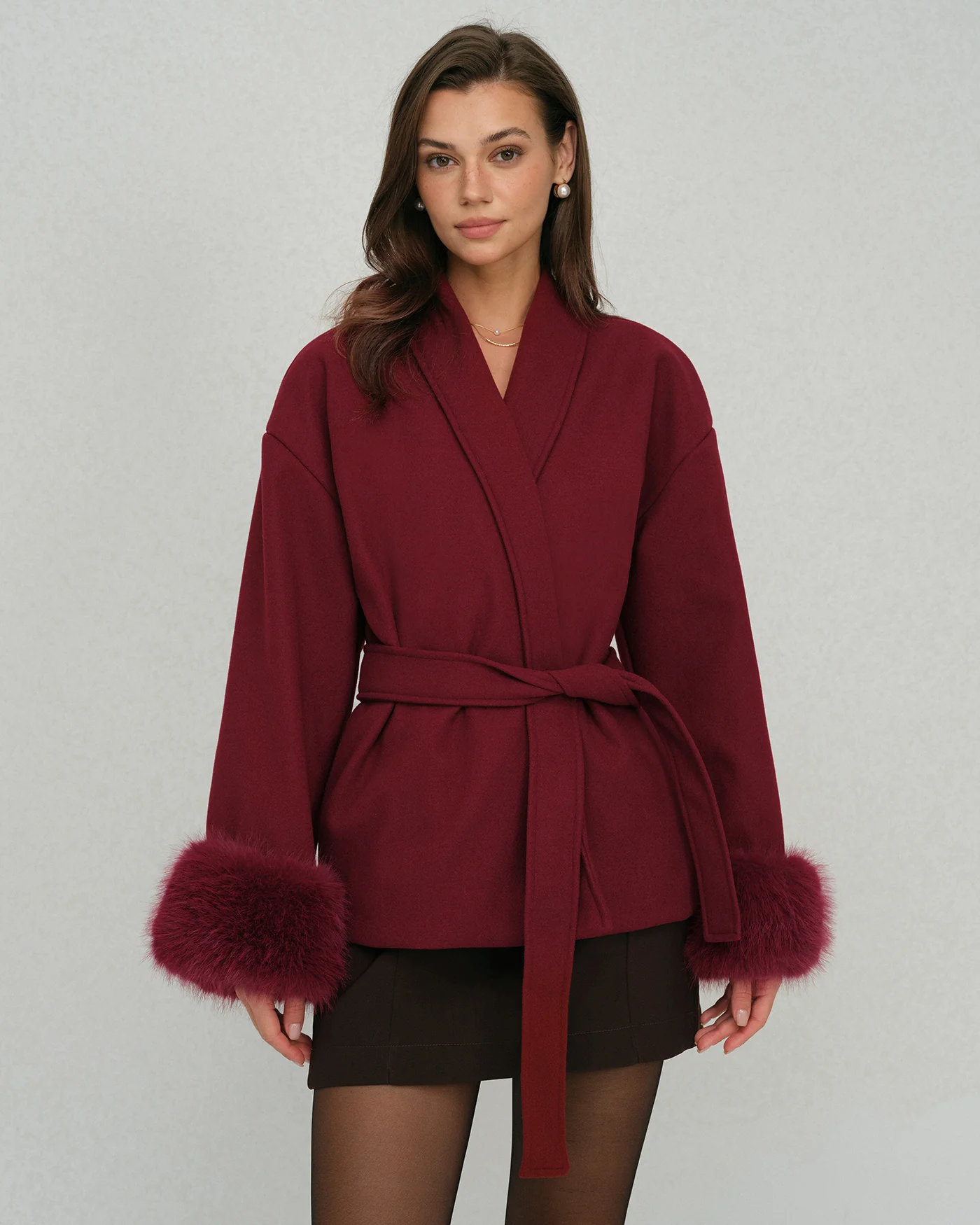 Wine Red Drawstring Jacket