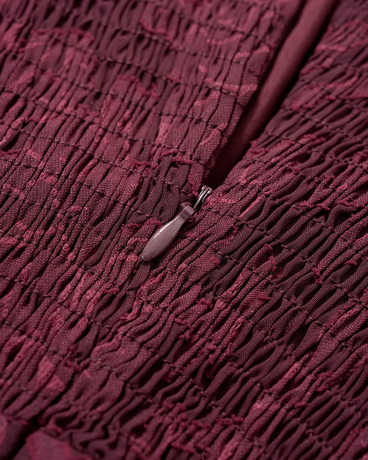 Wine Red Jacquard Slit Midi Dress - Image 9
