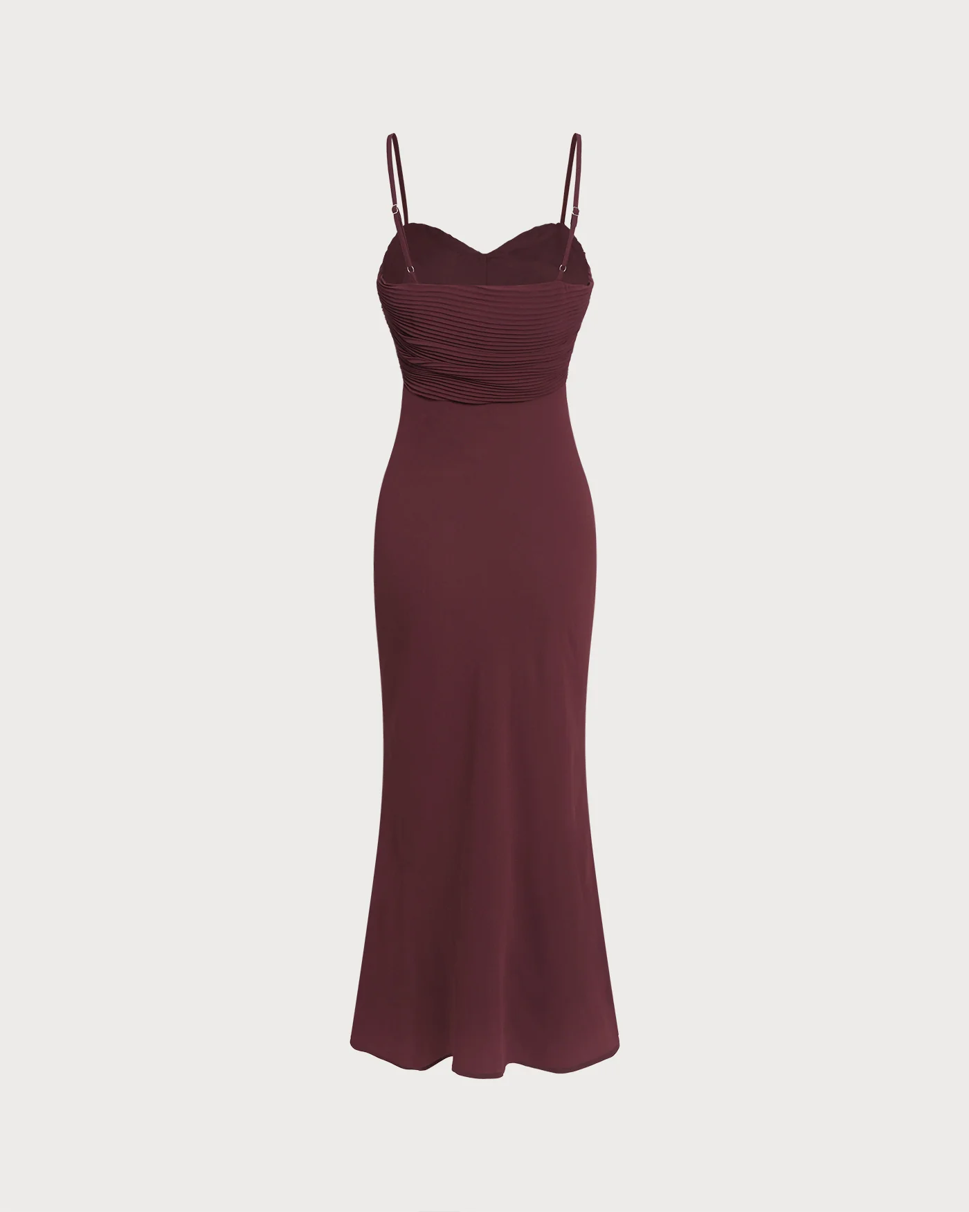 Wine Red Ruched Slip Maxi Dress - Image 8