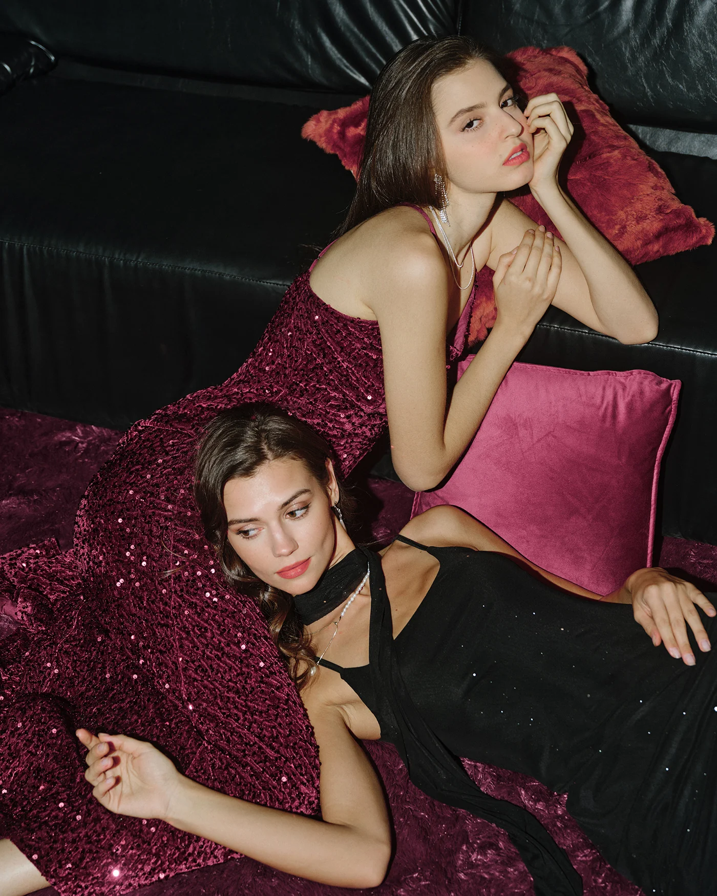 Wine Red Sequins X Cross Maxi Dress - Image 5