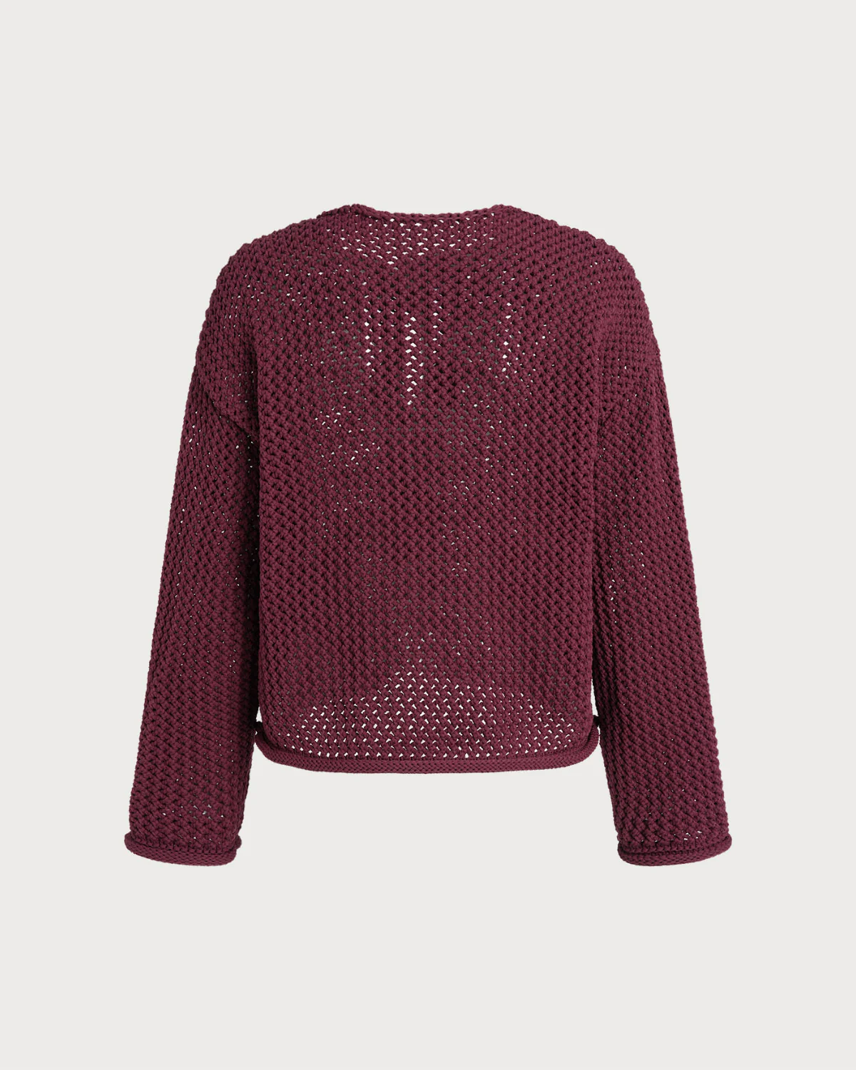 Wine Red Single Breasted Casual Knit Cardigan - Image 7
