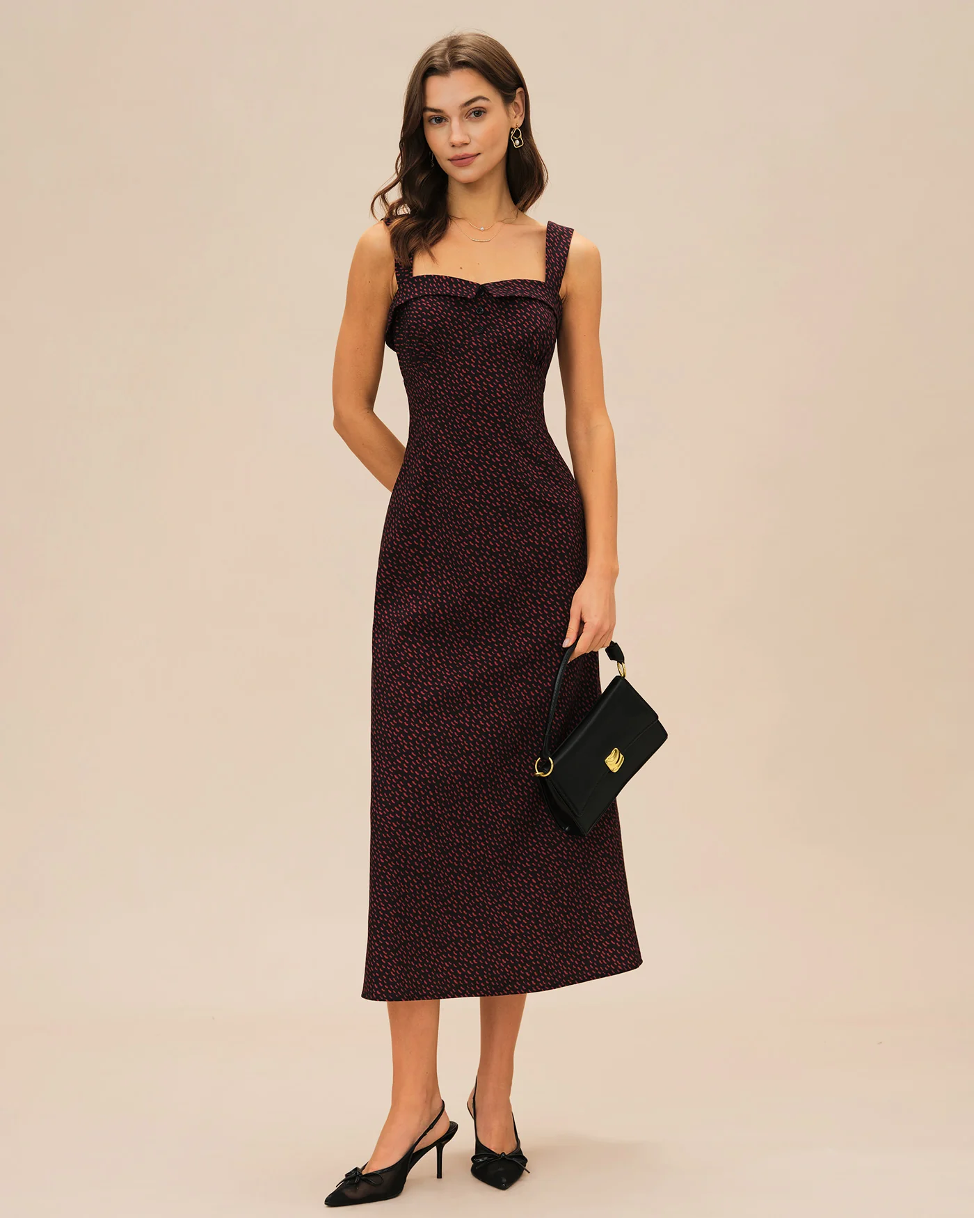 Wine Red Slip Midi Dress - Image 3
