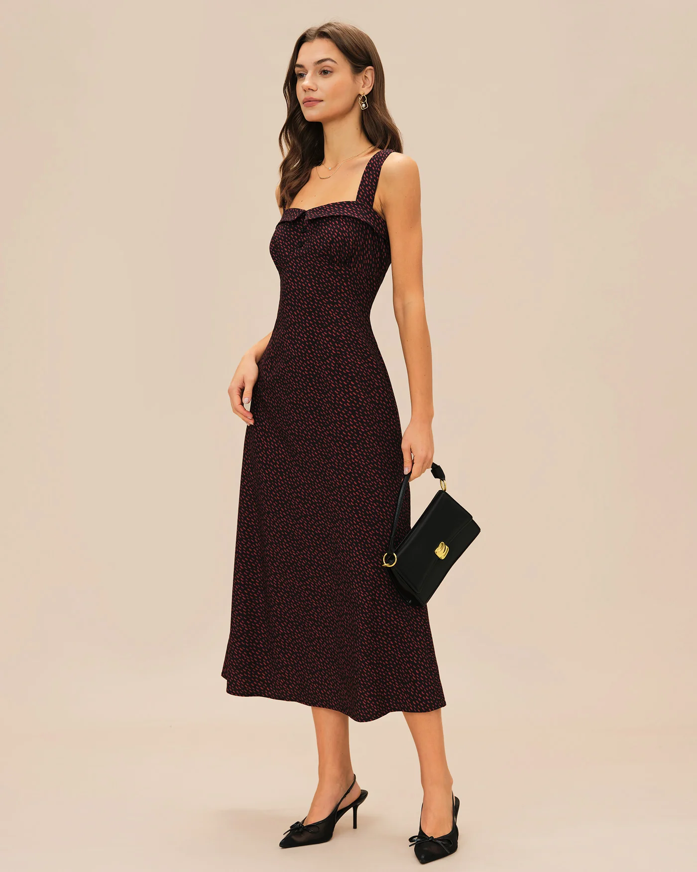 Wine Red Slip Midi Dress - Image 4