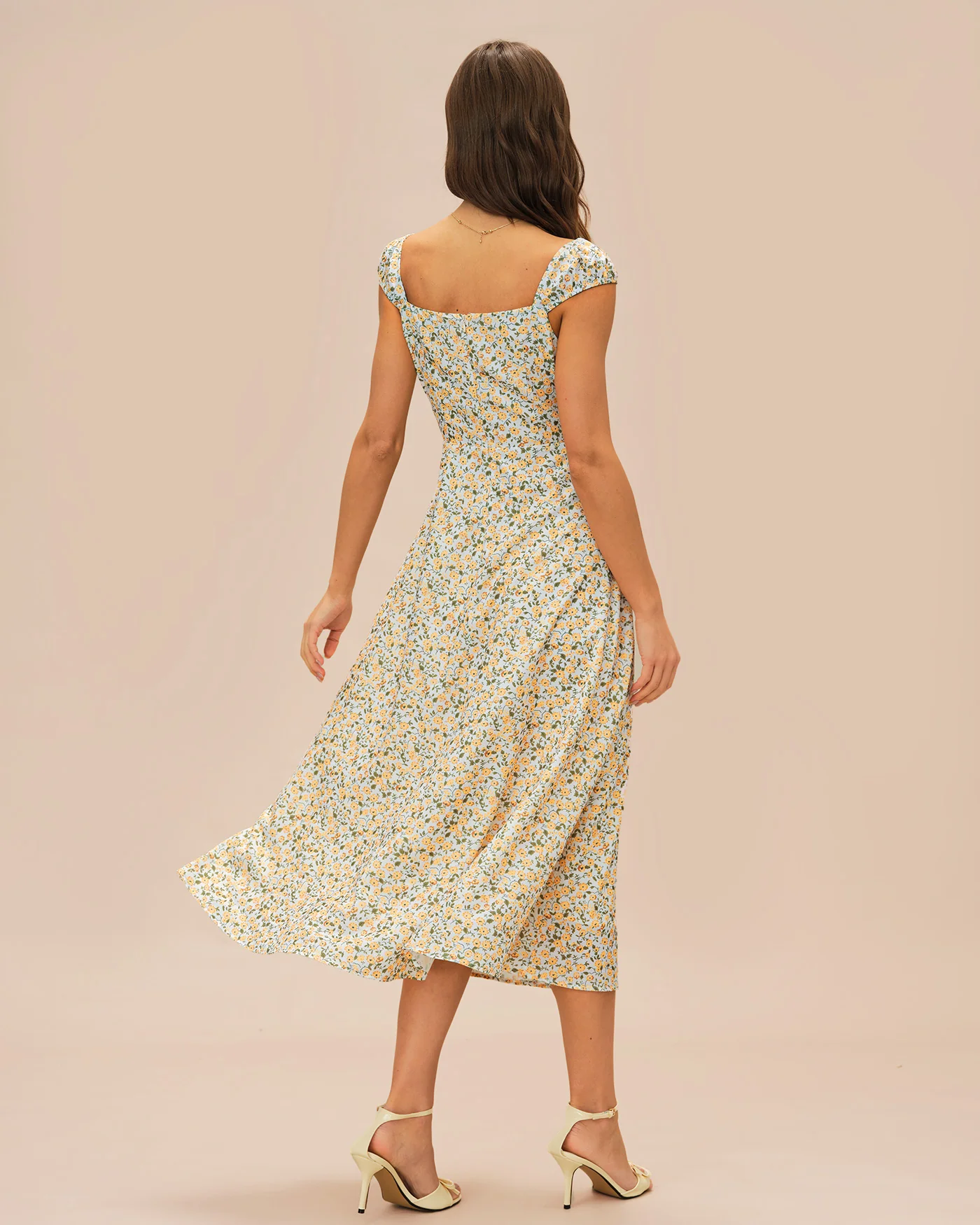 Yellow Floral Midi Dress - Image 5
