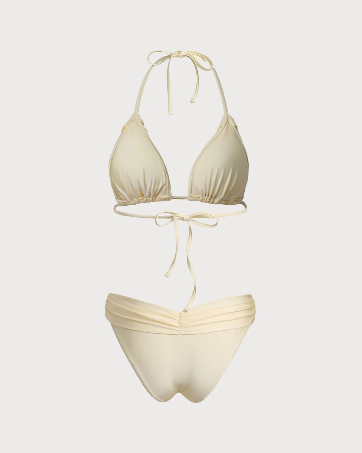 Yellow Ruched Halter Bikini Set - Image 4
