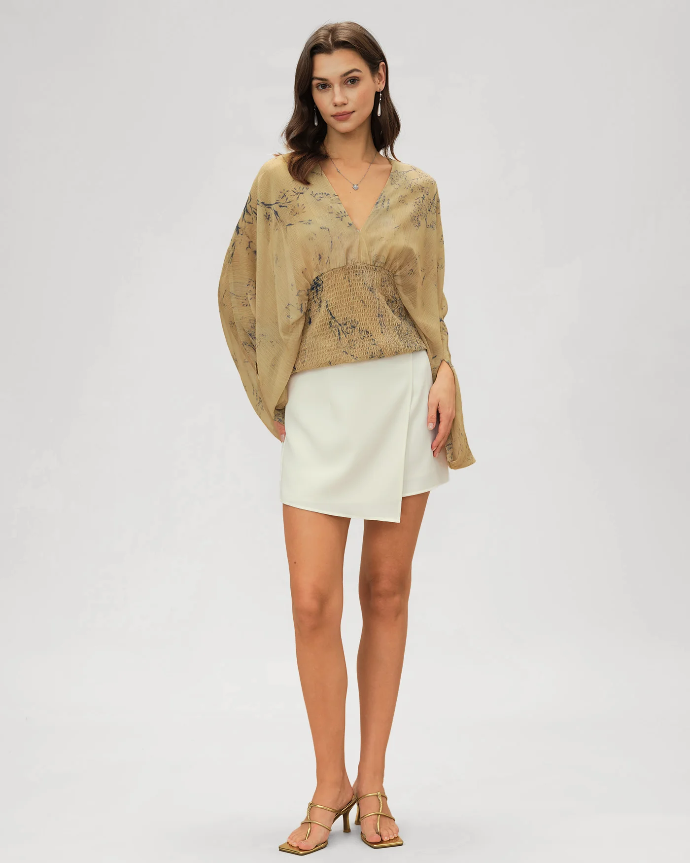 Yellow V Neck Floral Blouse - Image 5