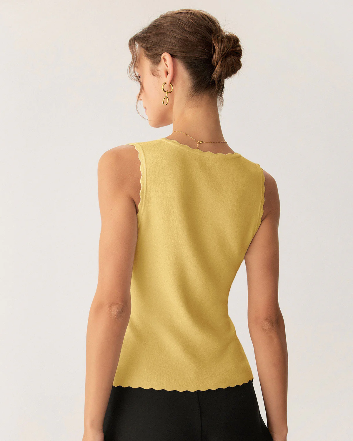 Yellow V-Neck Knit Tank Top - Image 4