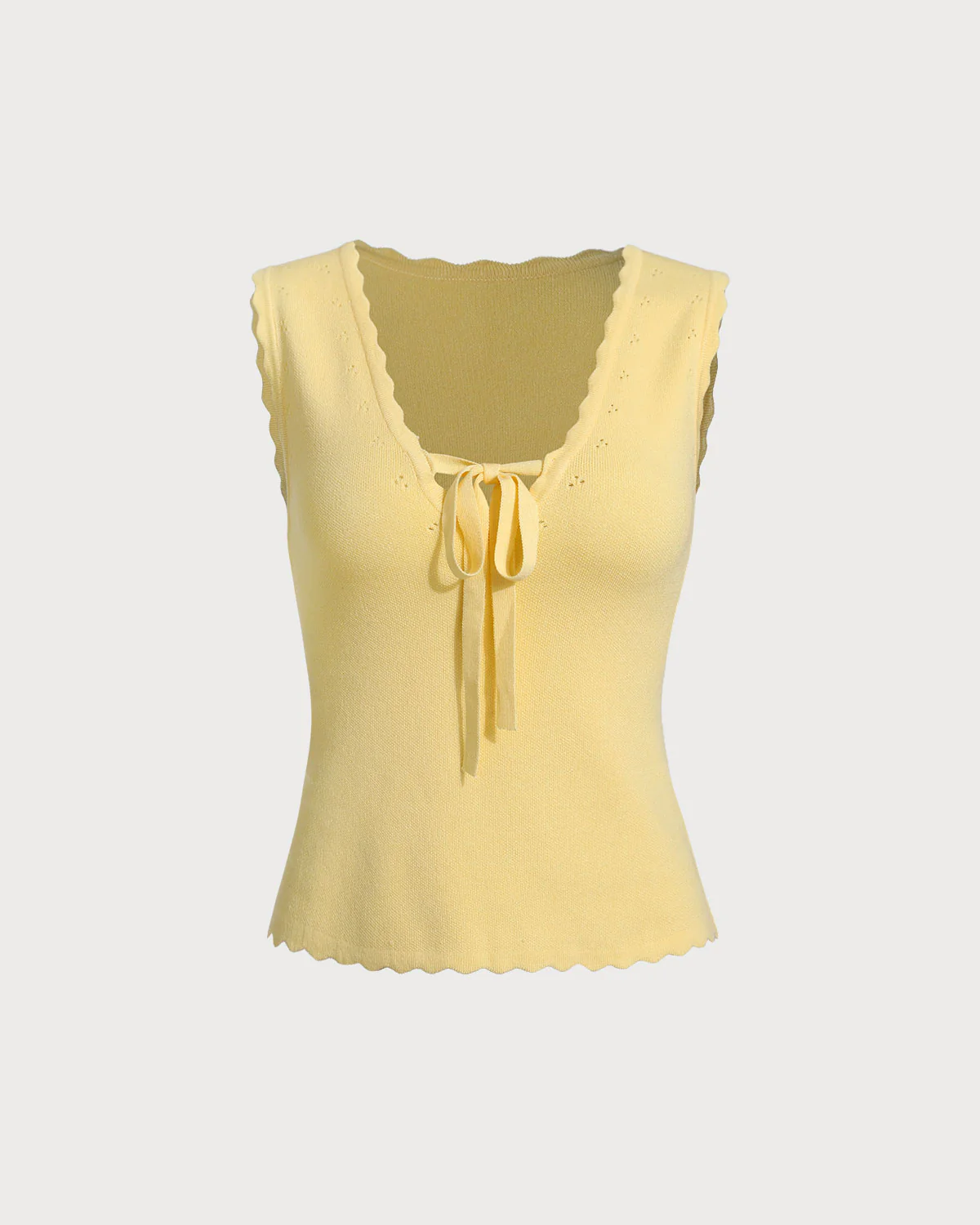 Yellow V-Neck Knit Tank Top - Image 6